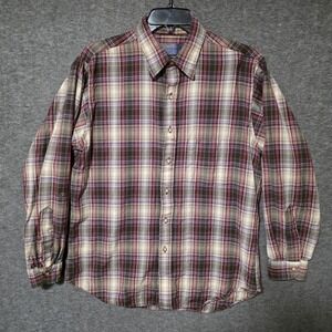 Pendleton Shirt Mens Large Red Check Sir Pendleton Wool Long Sleeve